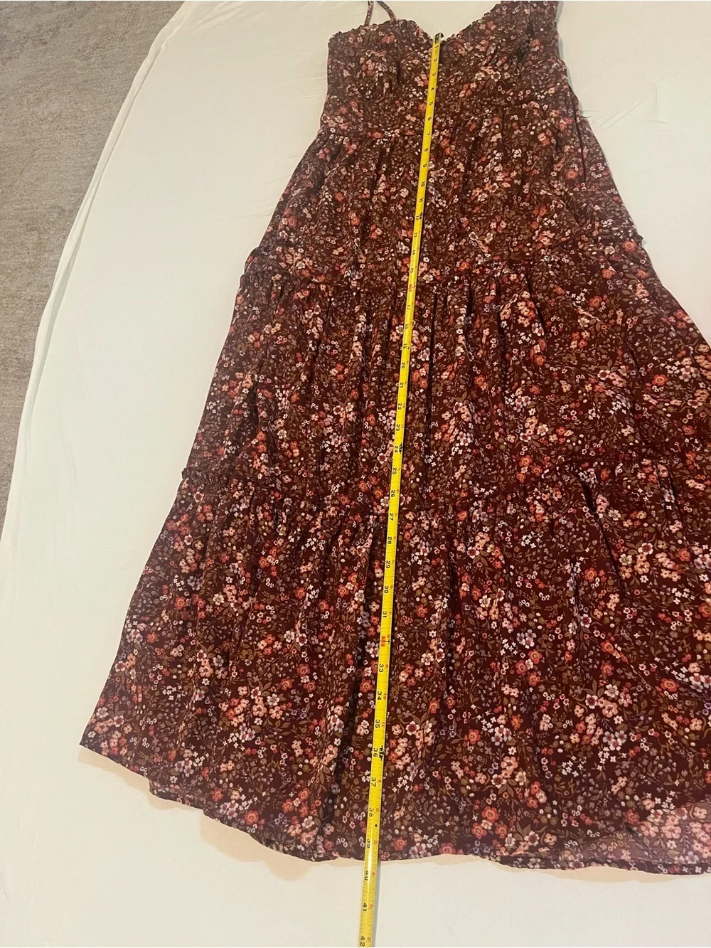 Trixxi NWT Rust Floral Tiered Midi Dress Spaghetti Strap - Picture 9 of 12